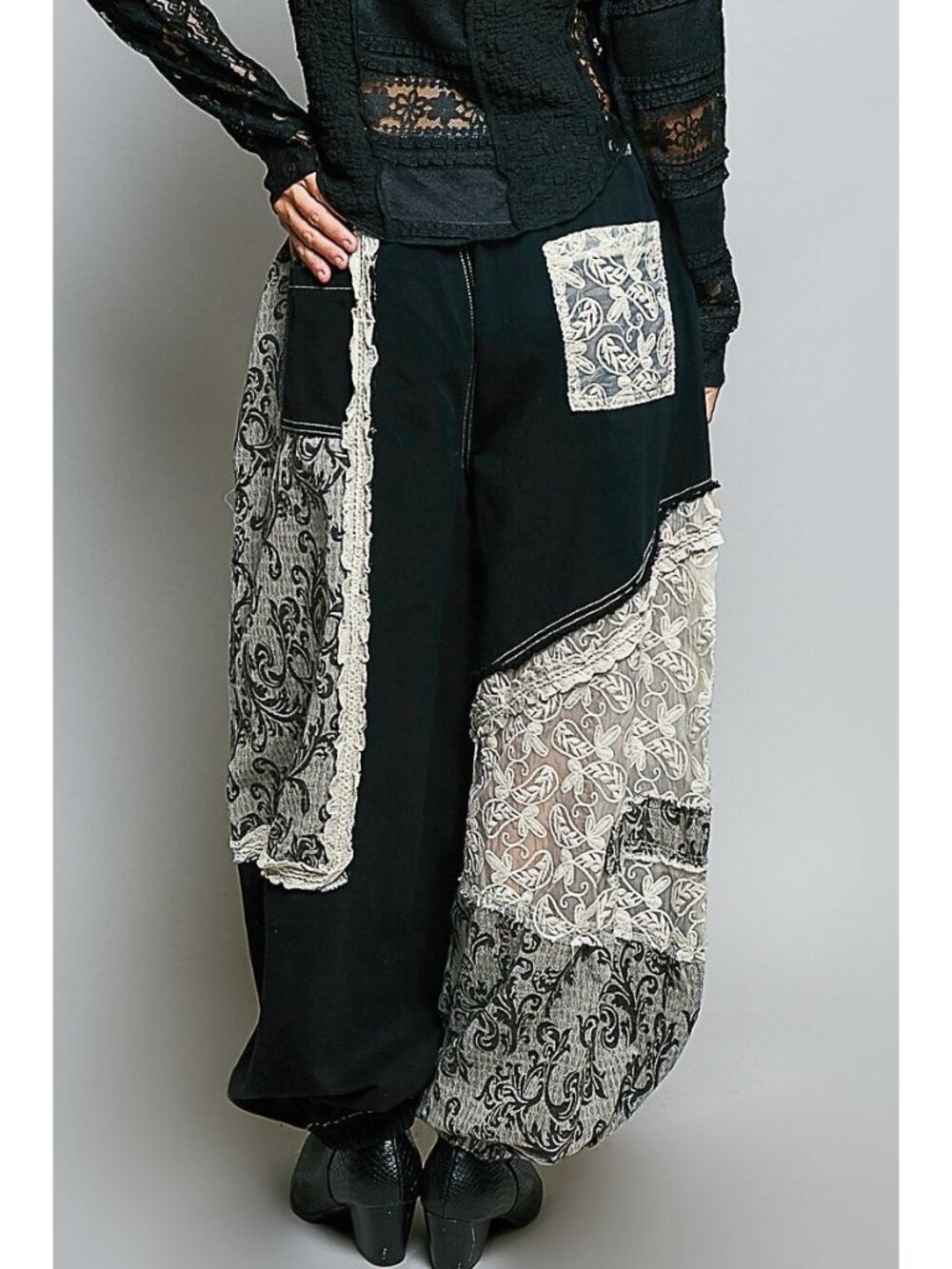 POL Midnight Manor Patchwork Joggers in Black - Picture 4 of 11